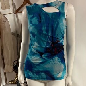 Y2K INC International Concept Blue Mesh Abstract Top
